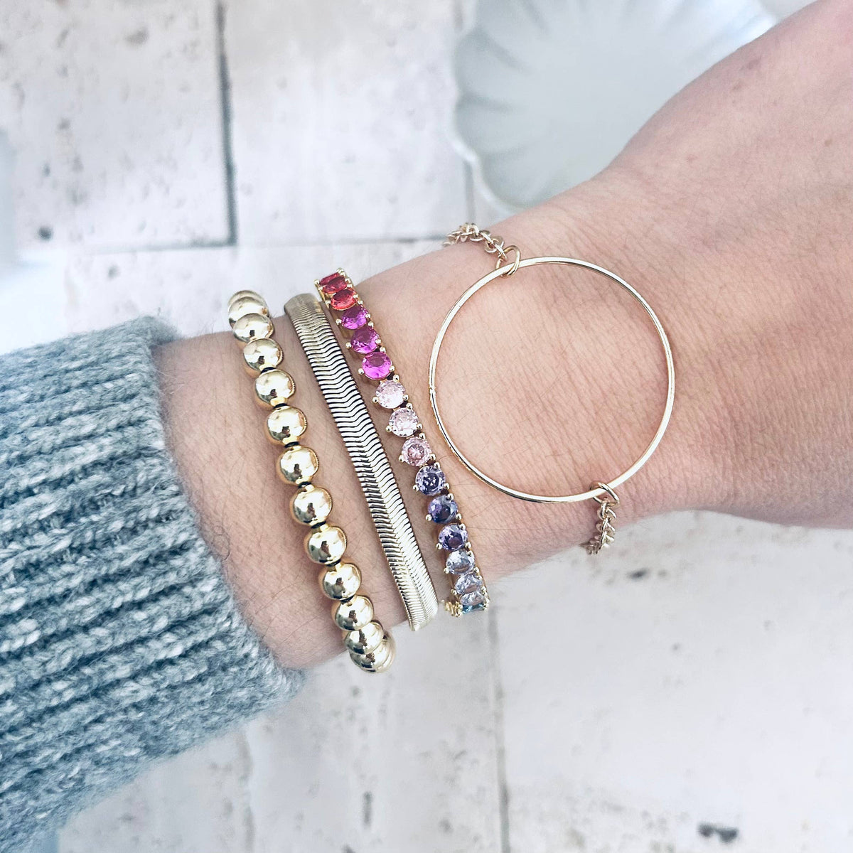 Infinity round charm bracelet circle gold plated