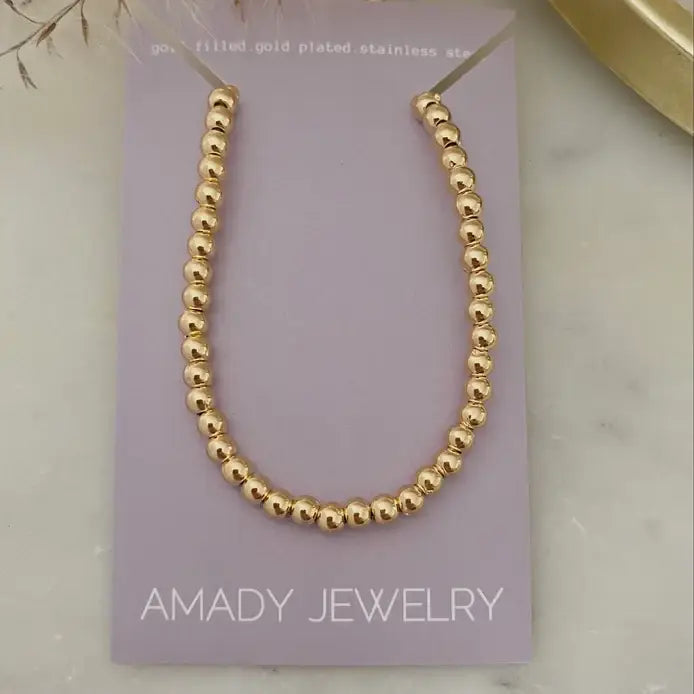 18k Gold Plated beaded layering necklace waterproof