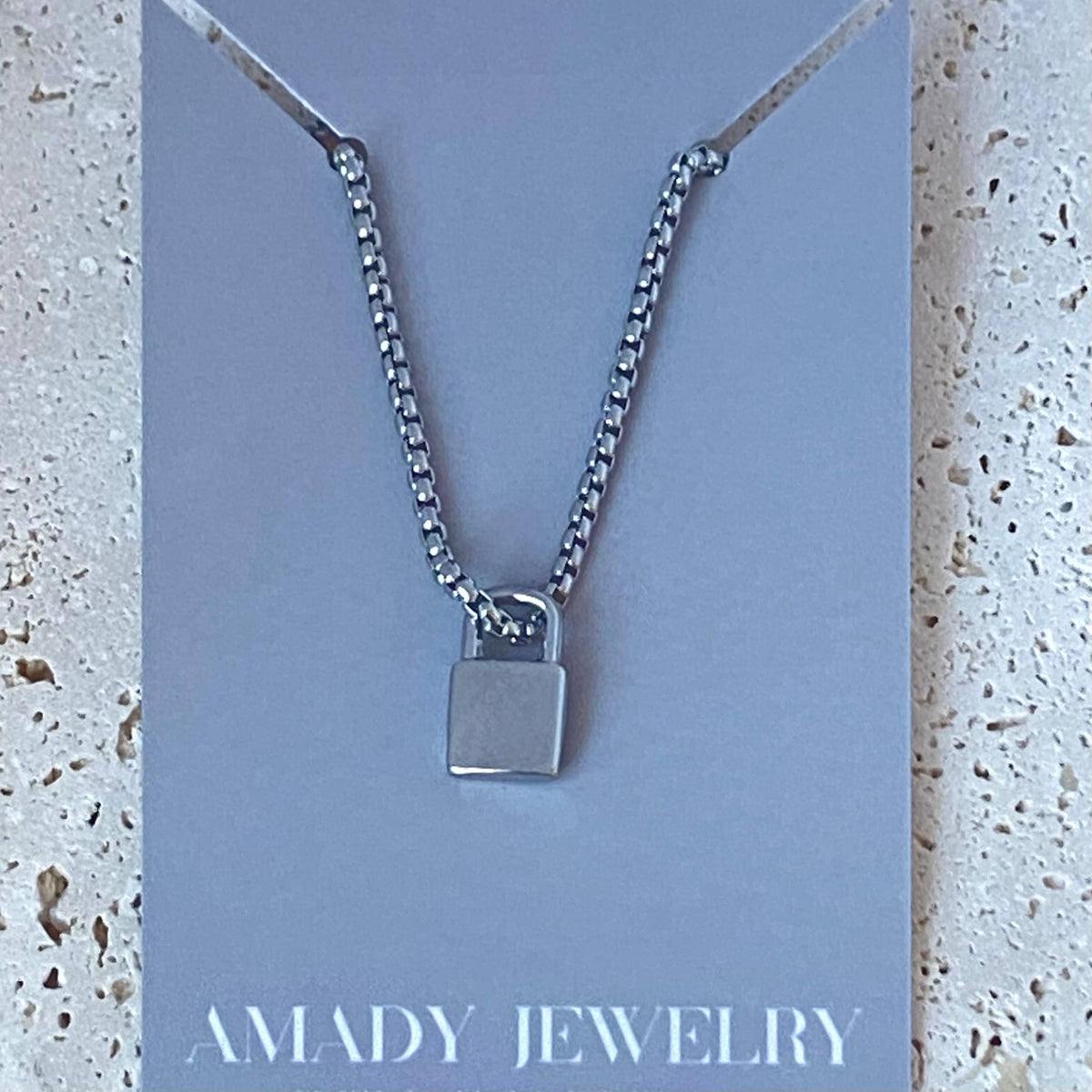Silver or gold Padlock charm pendant necklace stainless stee