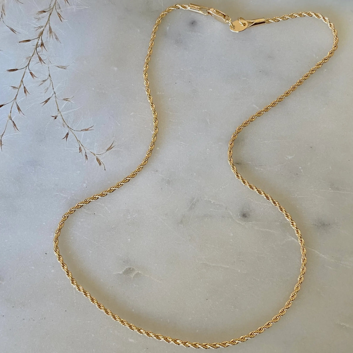 18k Gold Filled Rope chain layering necklace water resistant