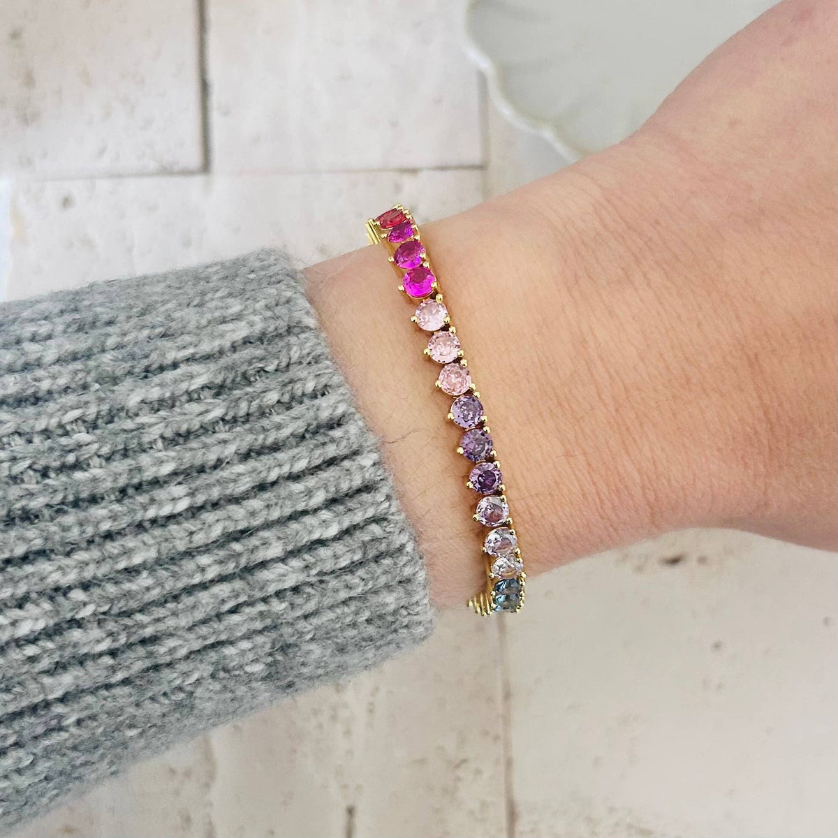 Tennis bracelet Colorful rainbow crystals