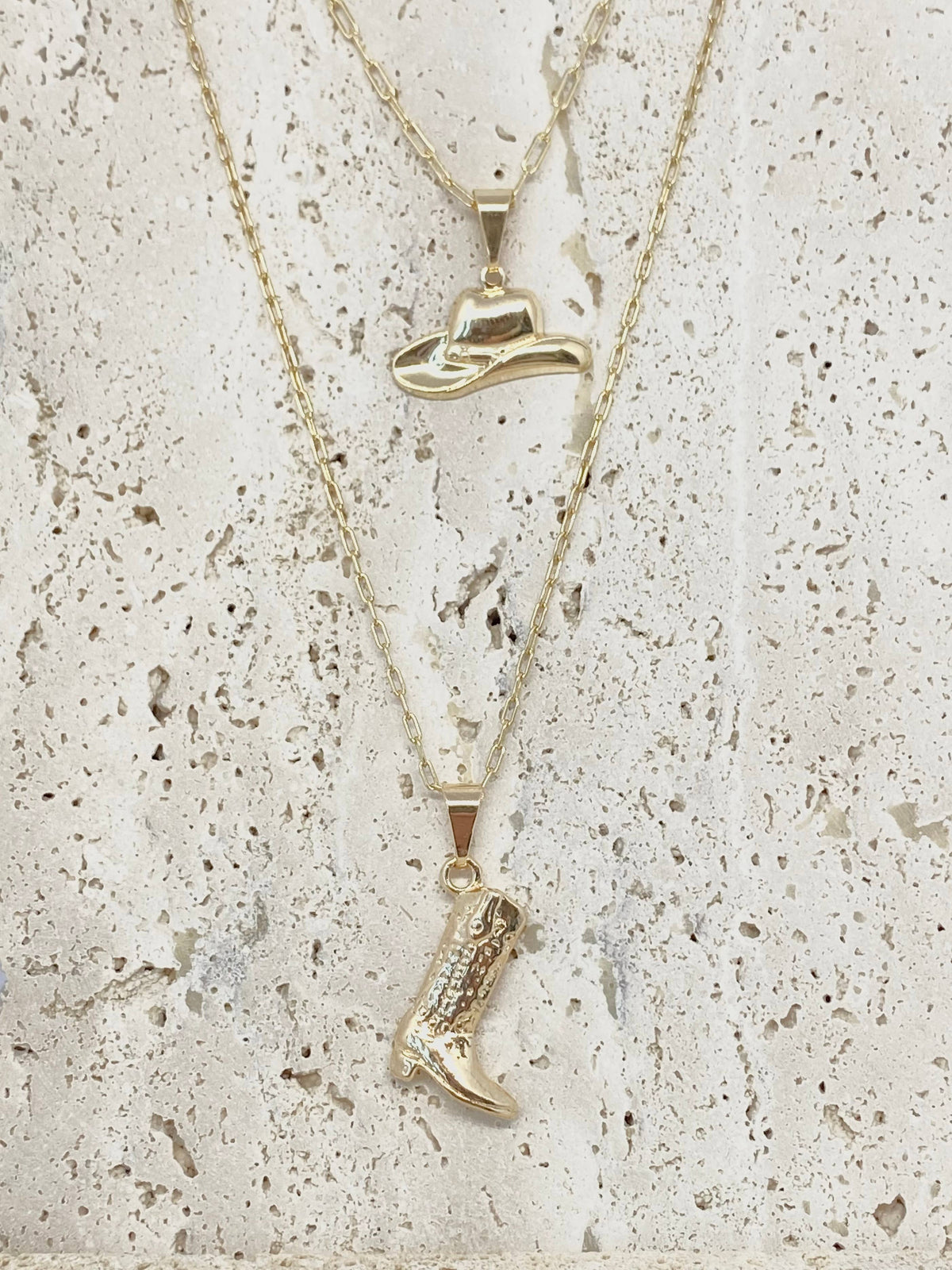 Cowboy cowgirl hat charm pendant necklace 18k gold filled