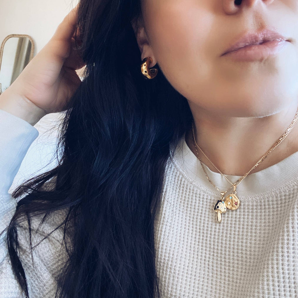 Hearts thick hoop earrings chunky statement jewelry