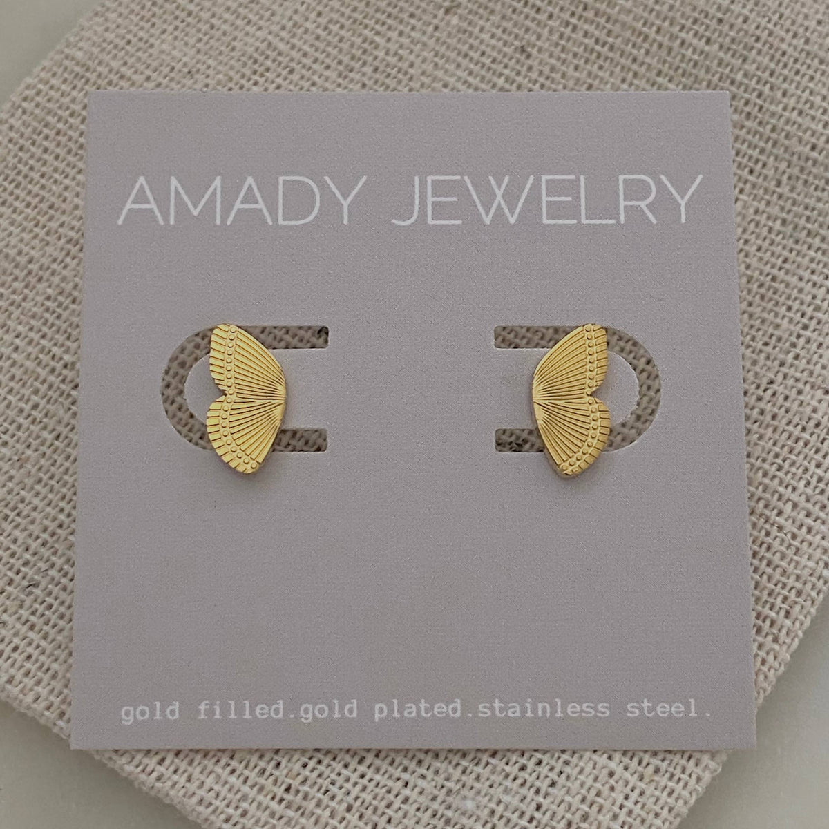 Butterfly Wings Earring Studs 18k gold plated over stainless