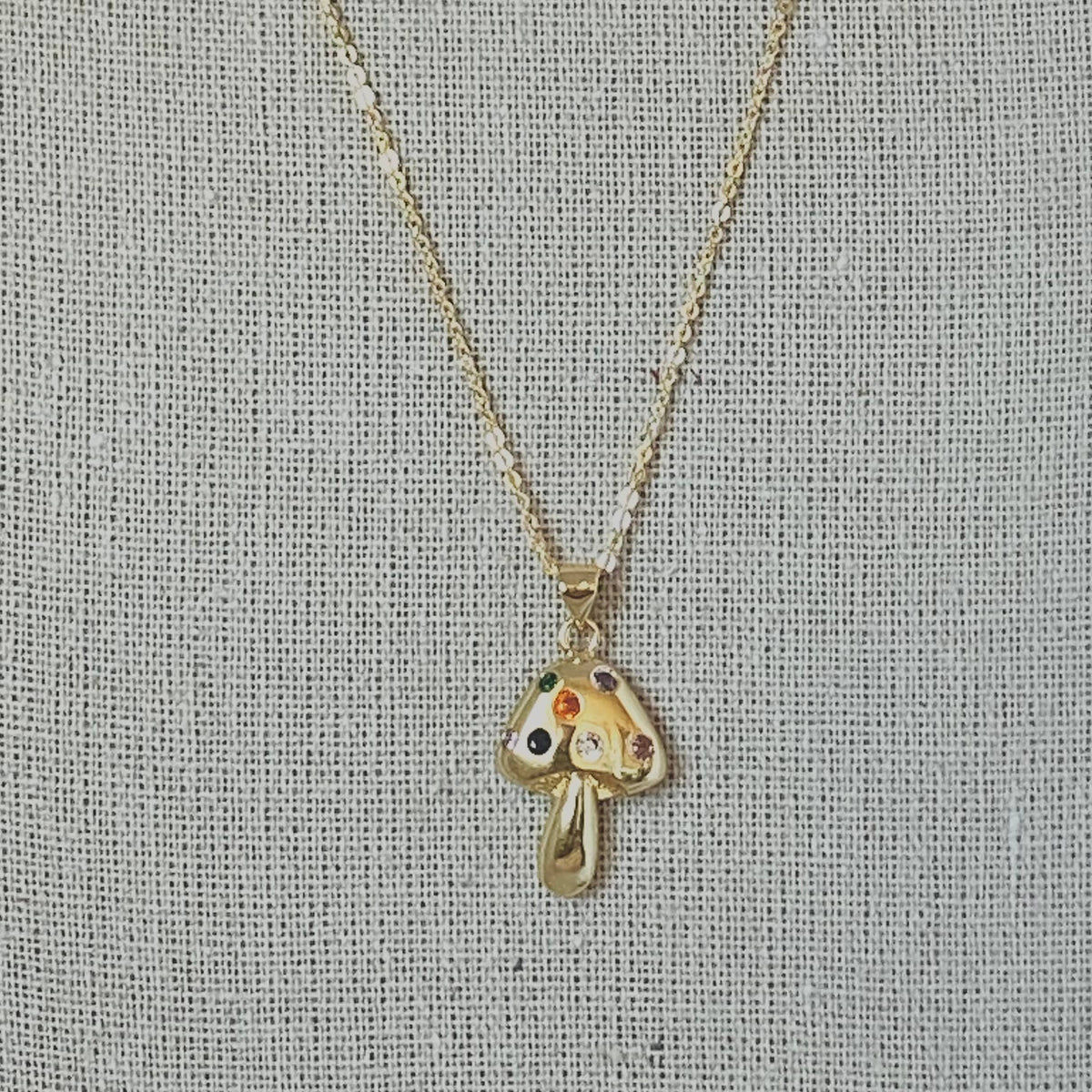 Mushroom charm pendant necklace 18k Gold Filled delicate