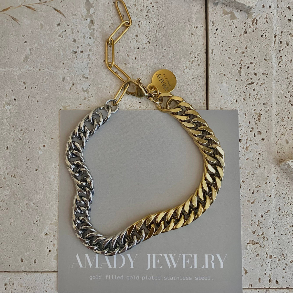 Ombré Double Two Tone Gold Silver chain bracelet layering