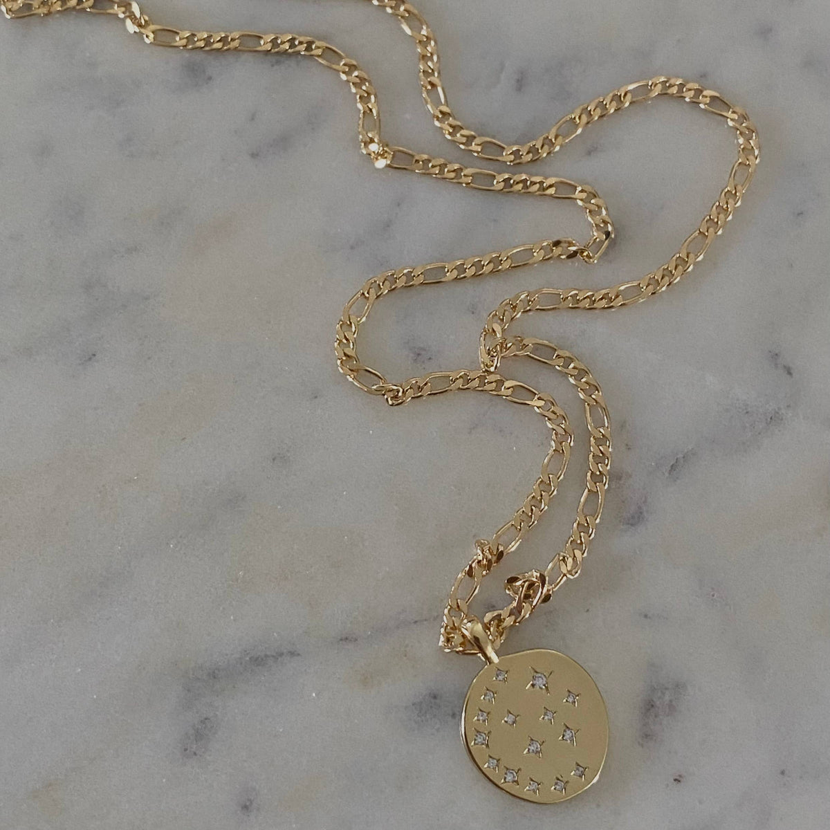 Coin Medallion pendant charm on a 18k Gold Fill cuban chain