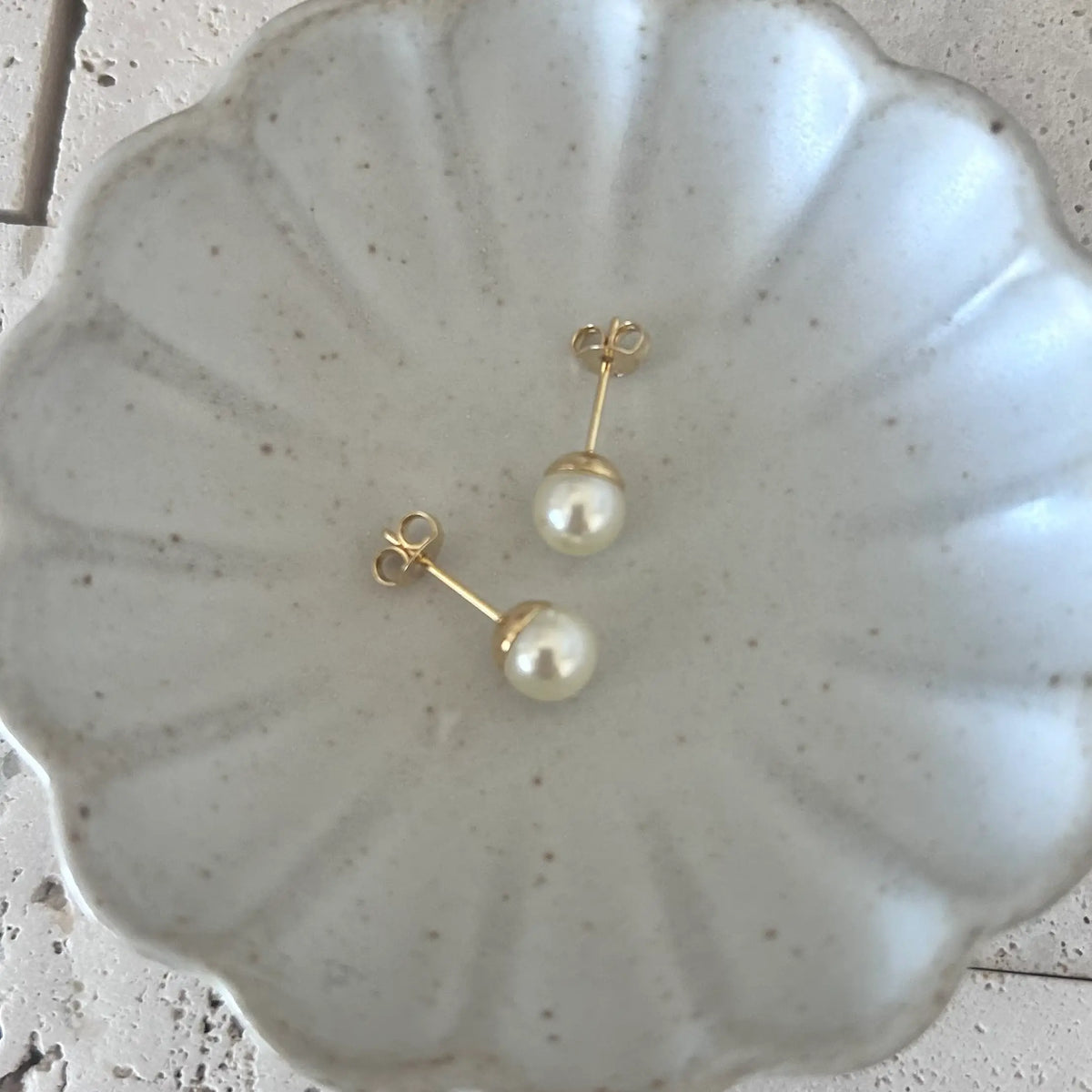 Pearl Stud Post Earrings 7mm Gold Filled layering earring