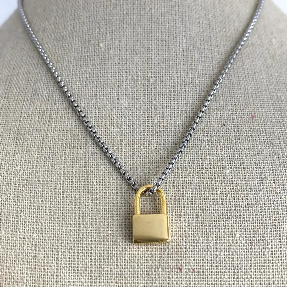 Gold Padlock Necklace on a gold-plated or silver chain