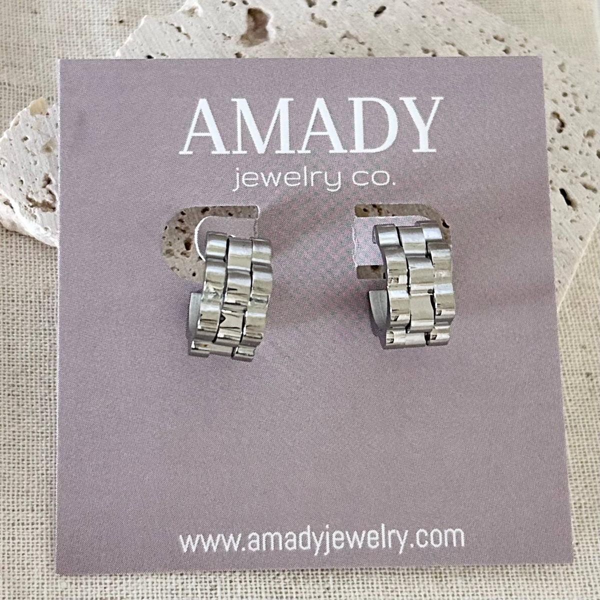 Silver Watchband hoop earrings watch