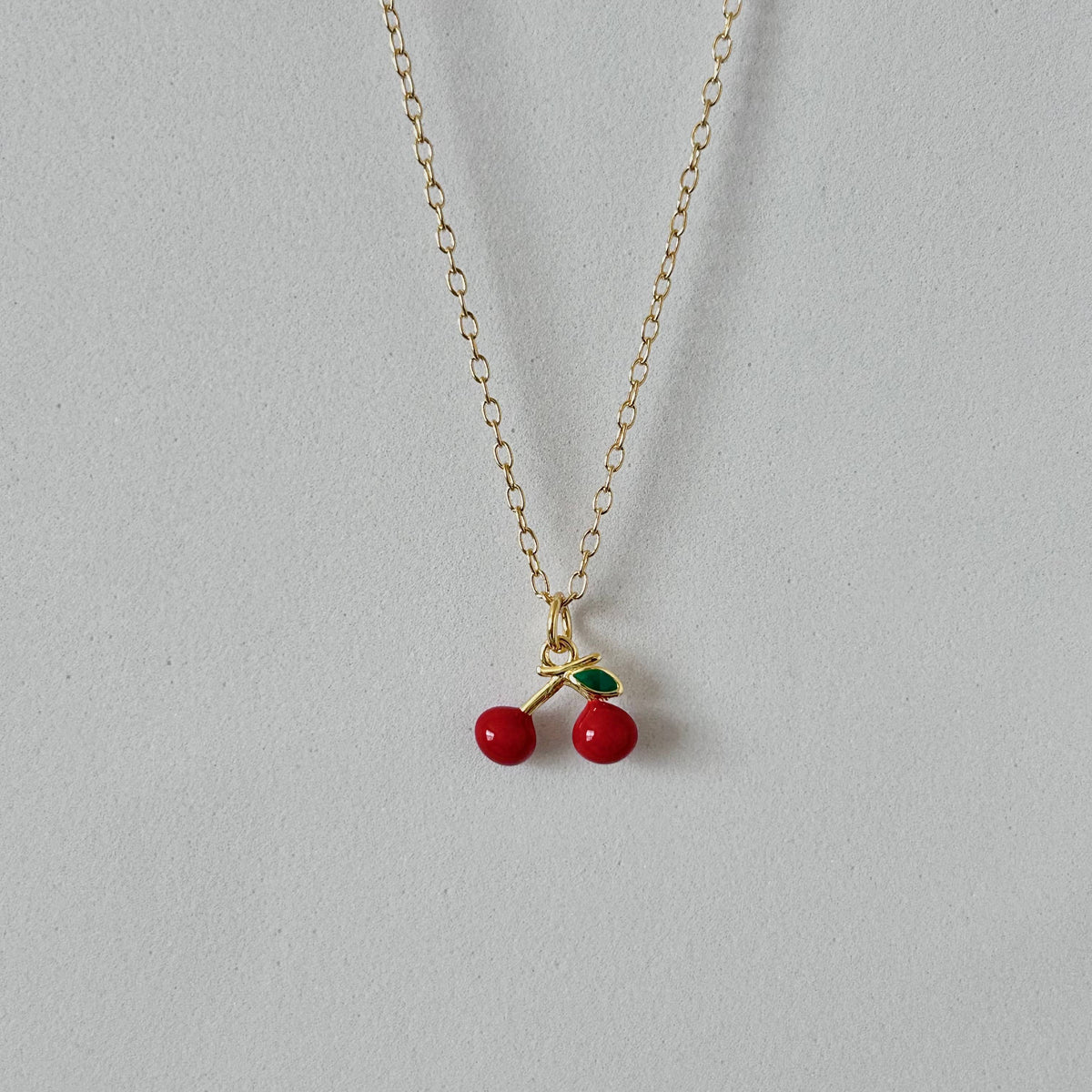 Cherry cherries layering necklace fruit charm