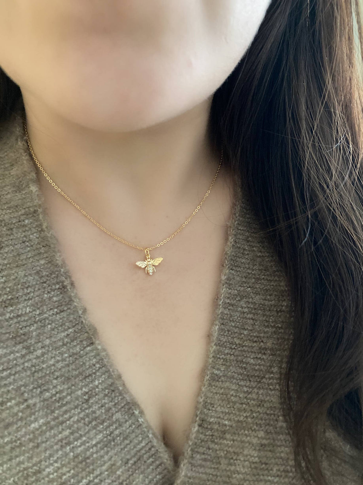 Honey Bee Queen Bee Pendant Charm chain necklace