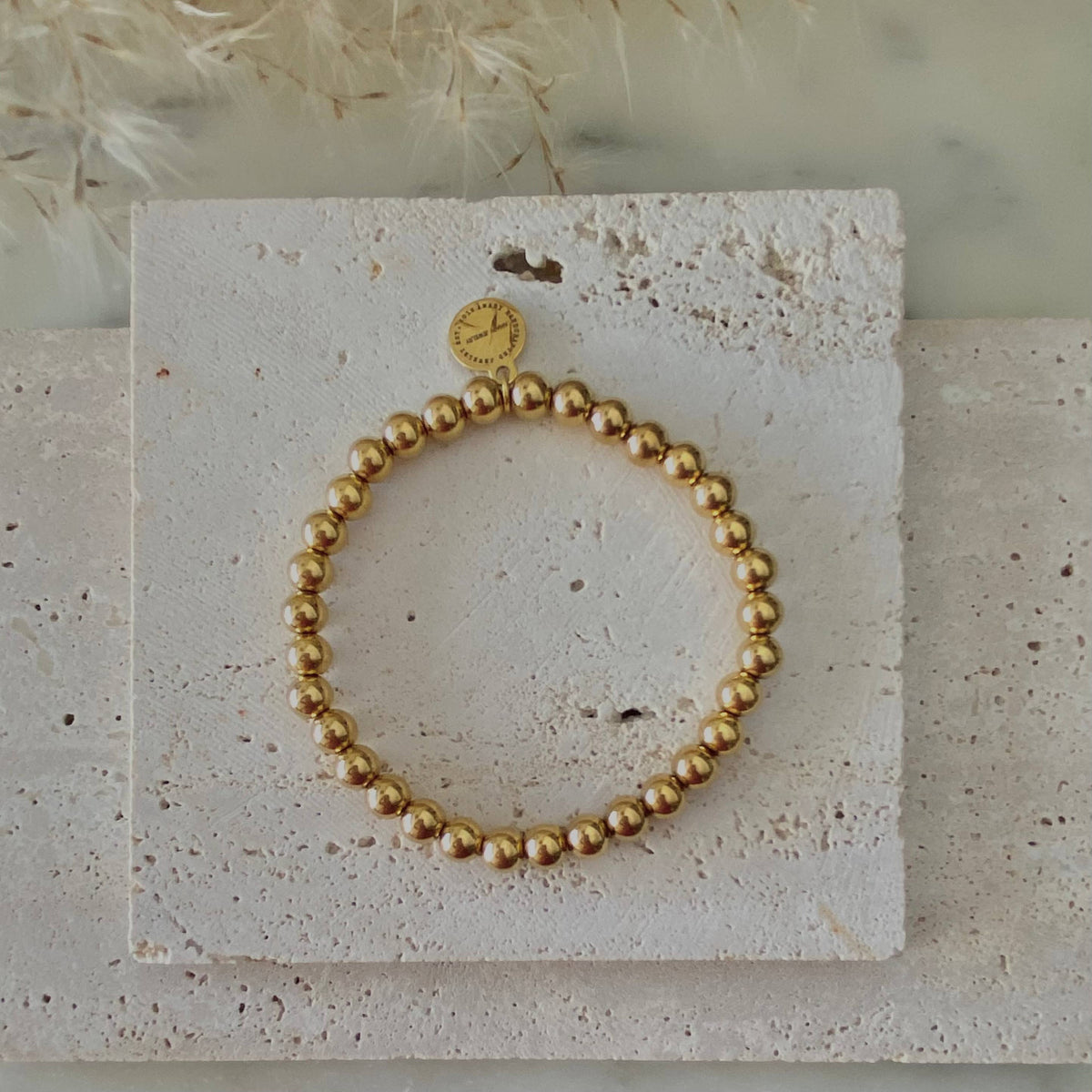 Gold Beaded Bracelet 18k gold plated stainless steel beads