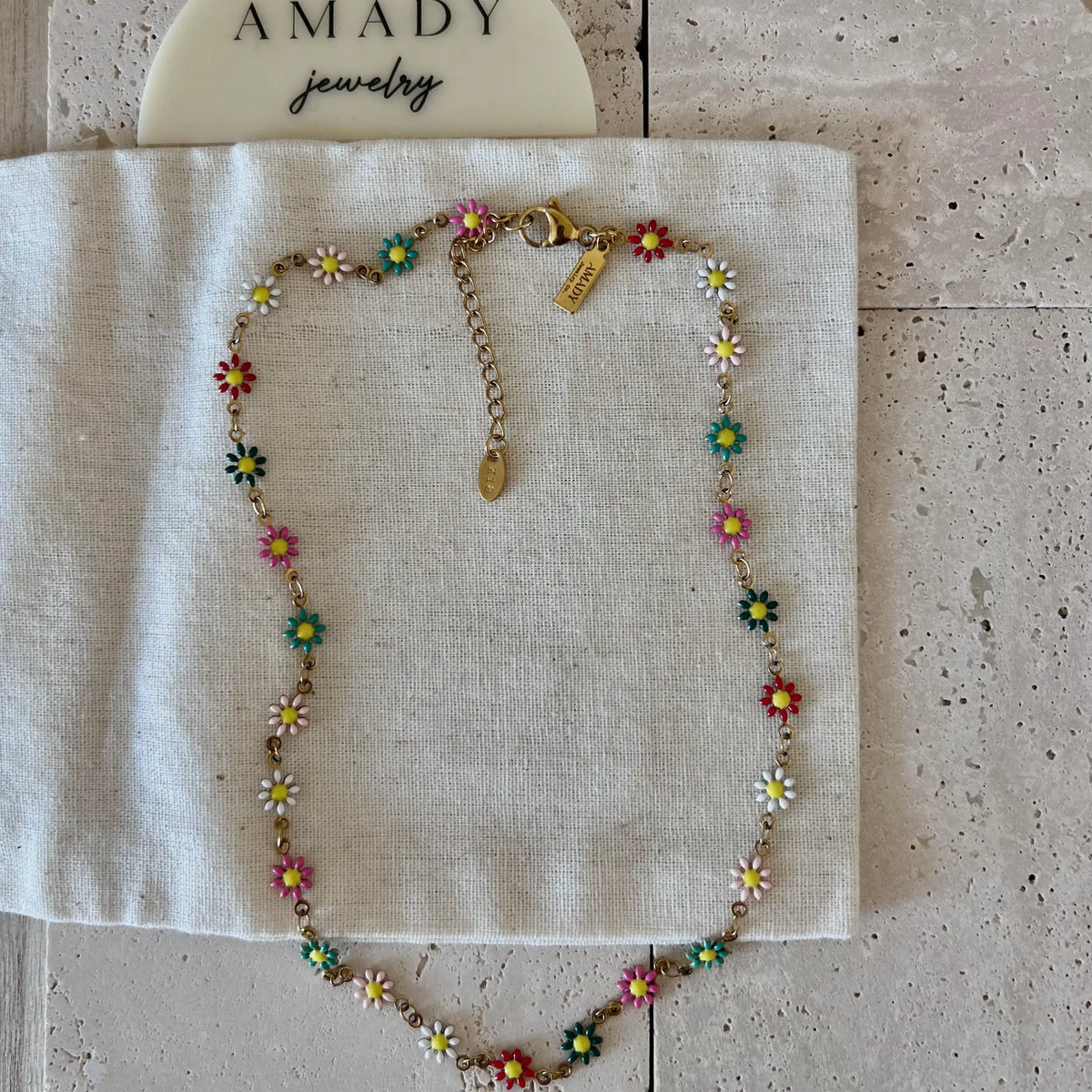 Colorful flowers layering necklace spring flower strand