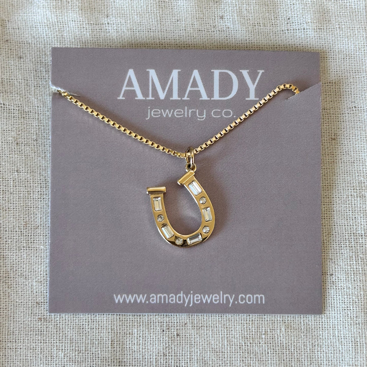 Horseshoe pendant charm necklace 18k gold plated water resistant