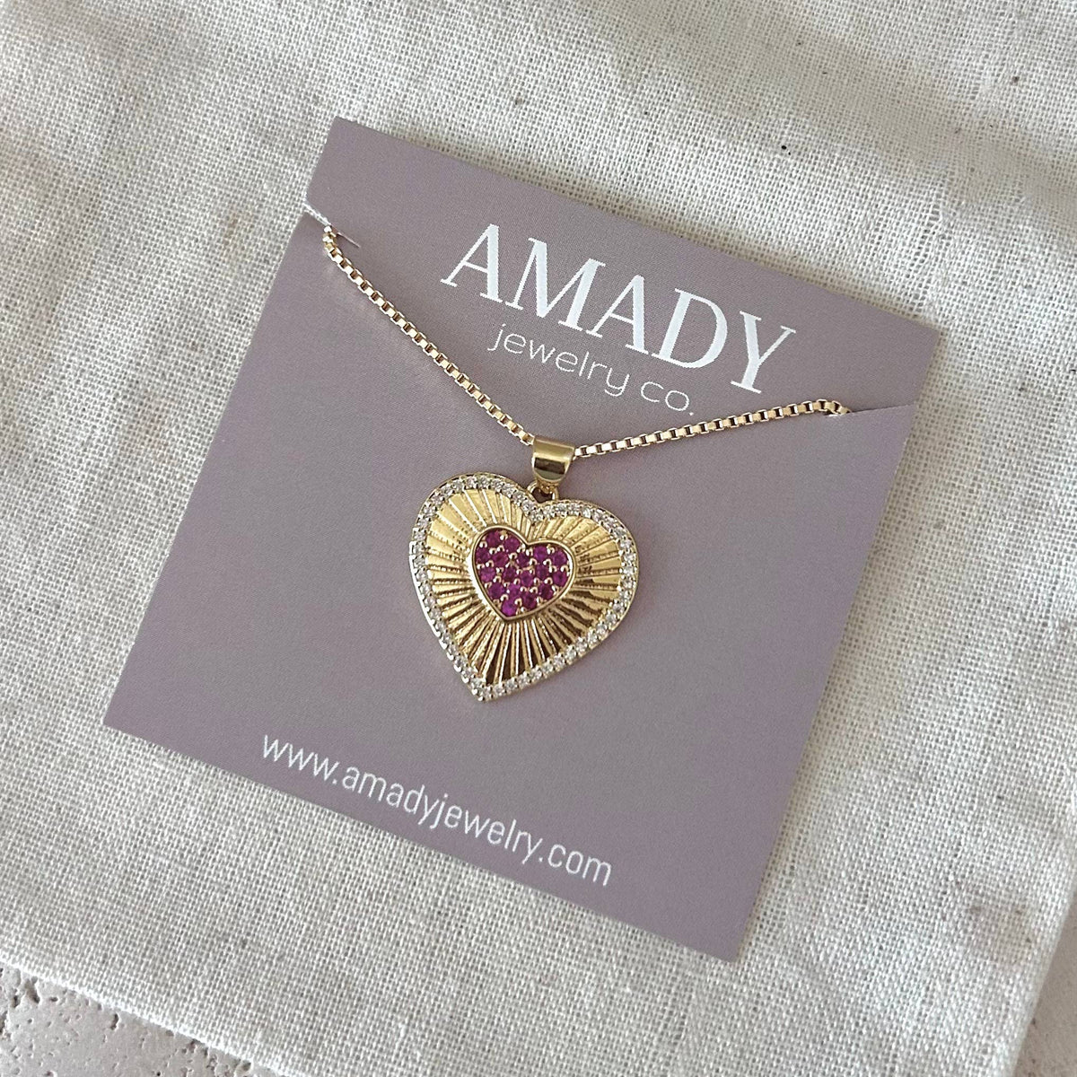 Pink Gold Plated Heart Pendant Necklace