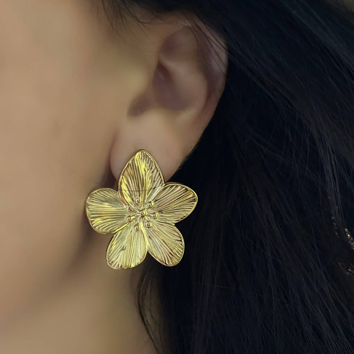 Flower Bold Statement Earring 18k Gold Plated Lightweight