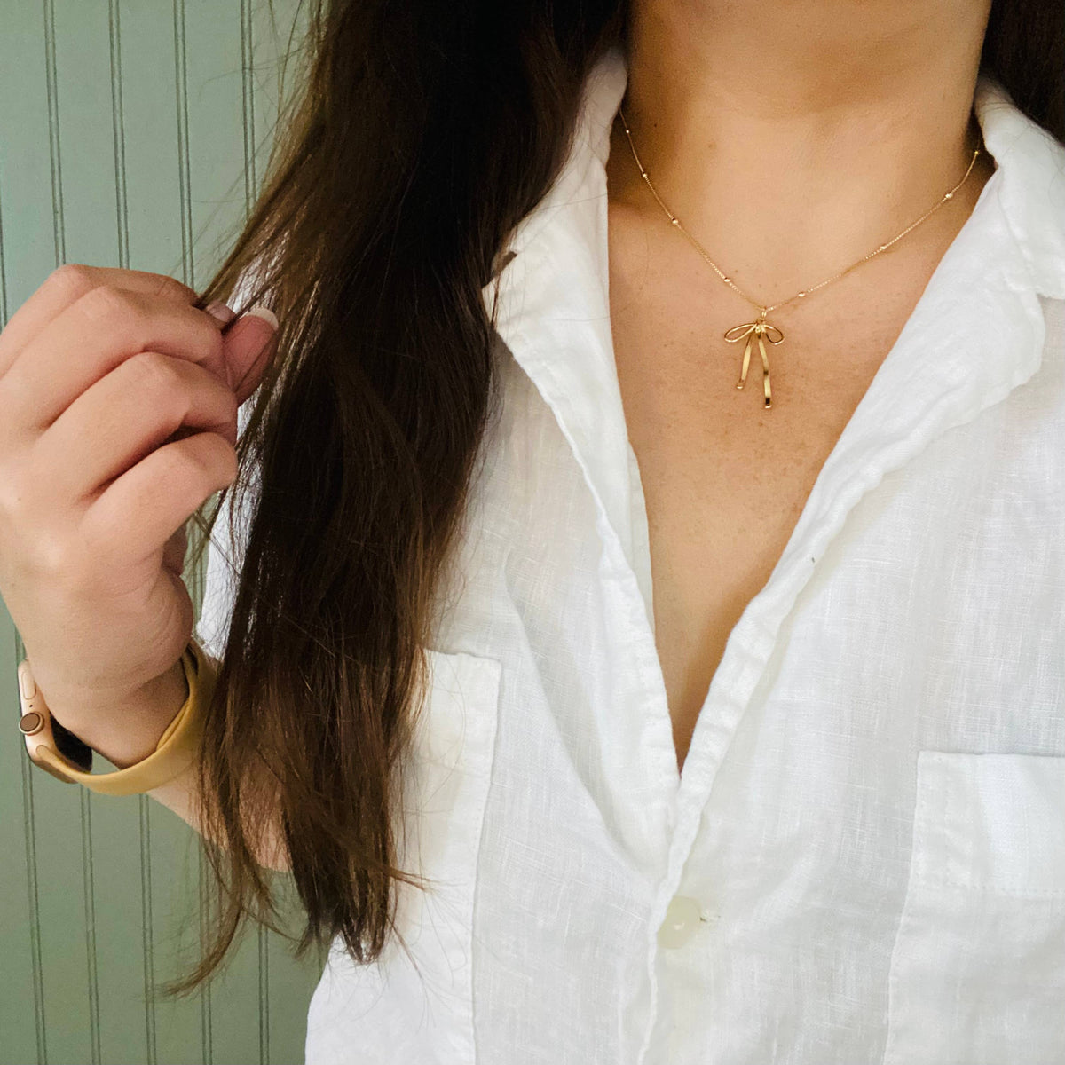 Bowtie bow charm pendant necklace coquette water resistant