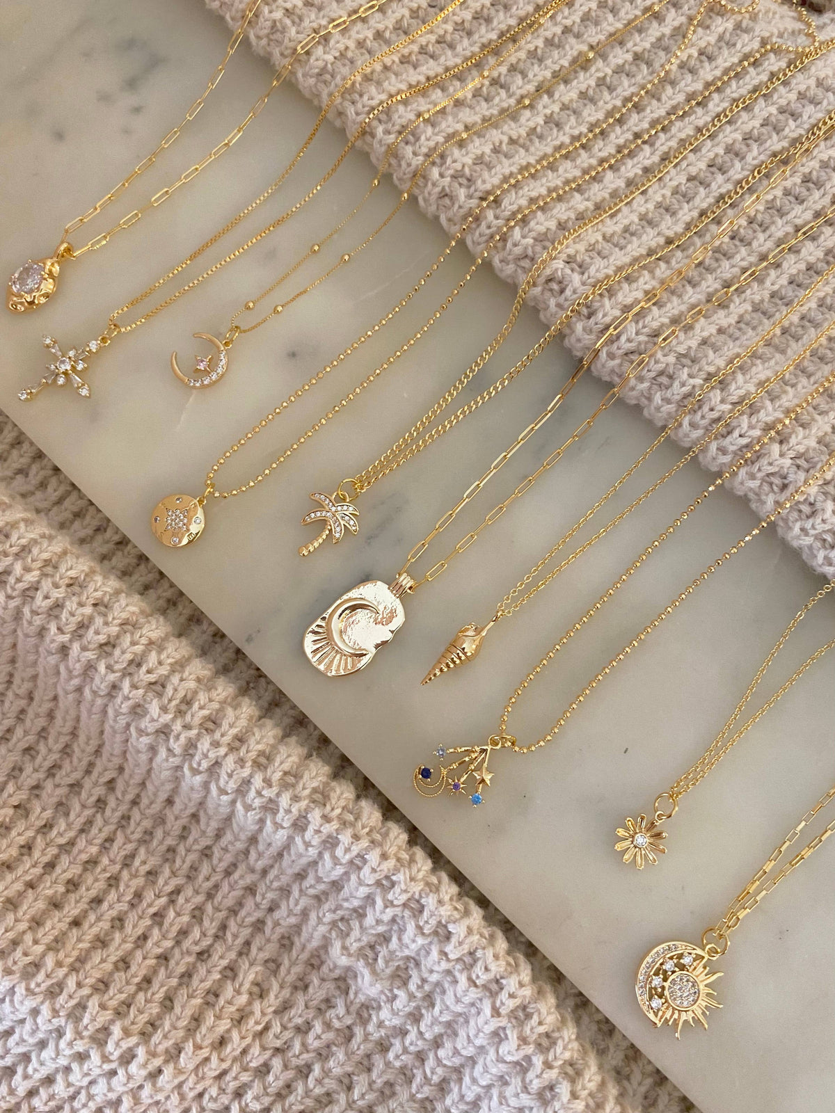 Glass Rock Necklace GP Charm Pendant 18k Gold Filled Chain