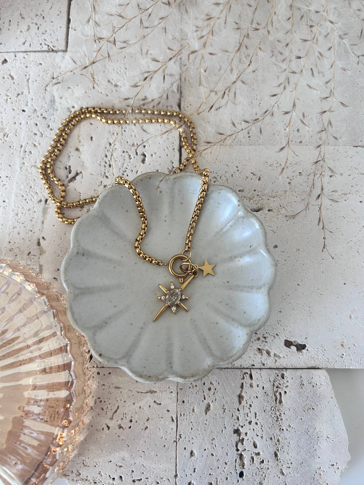 Stars removable charms pendants necklace 18k gold plated