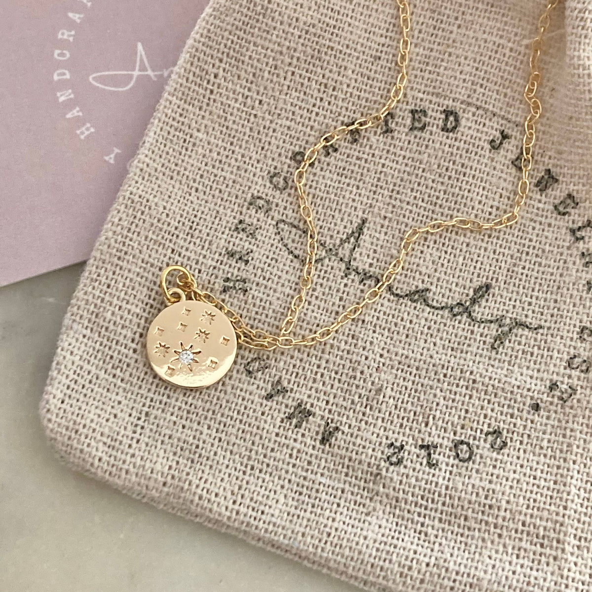 Coin Medallion zircon 18k gold filled Necklace waterproof