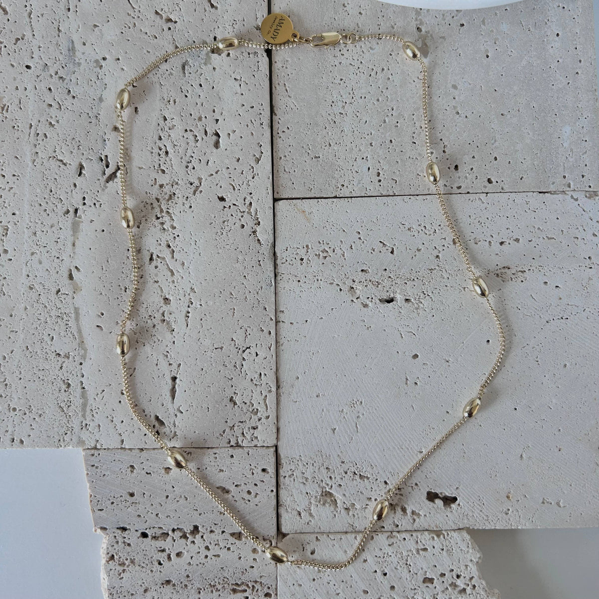 Beaded layering chain necklace 14k gold filled 18 inches