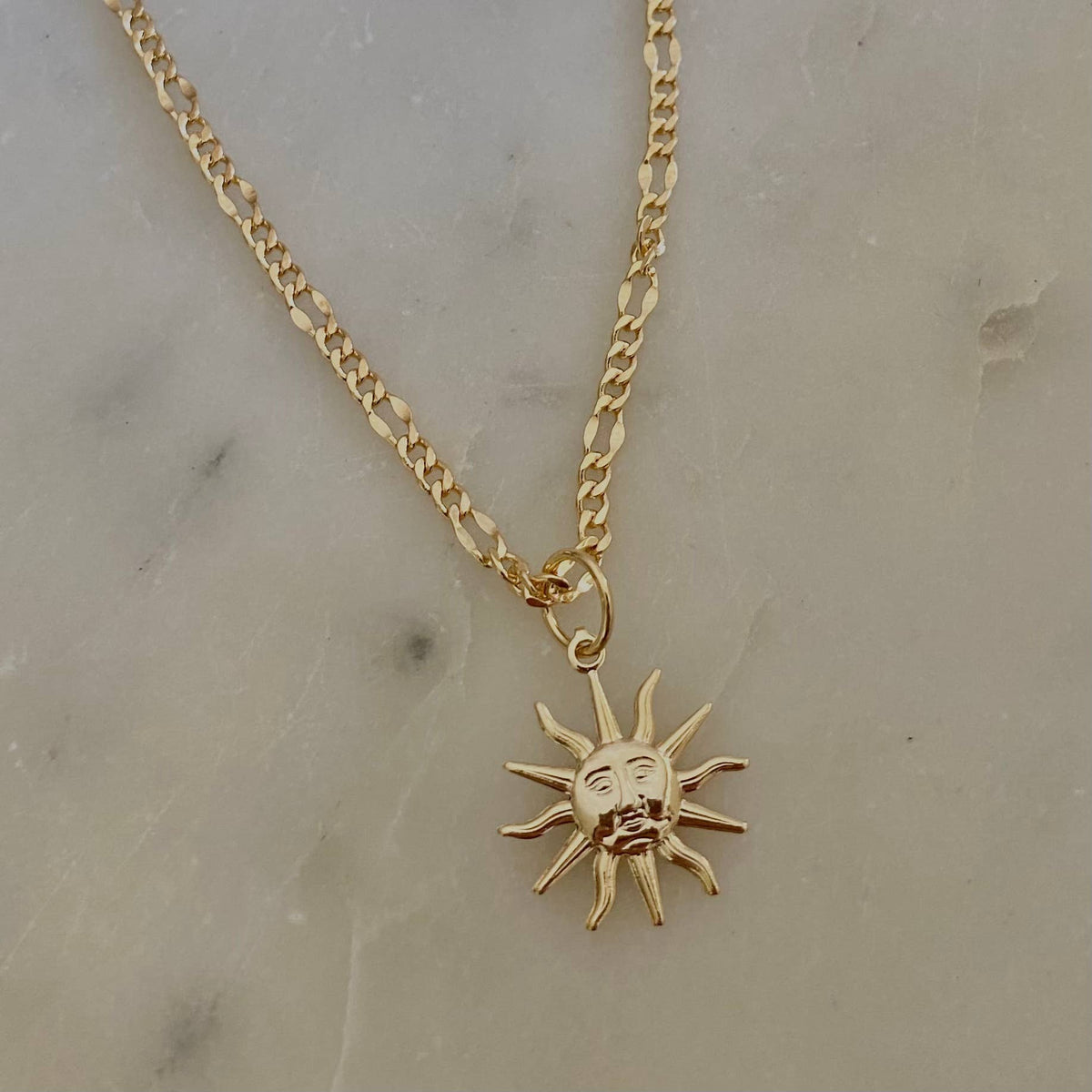 Sun sunrise necklace 18k Gold Filled cuban chain sunshine