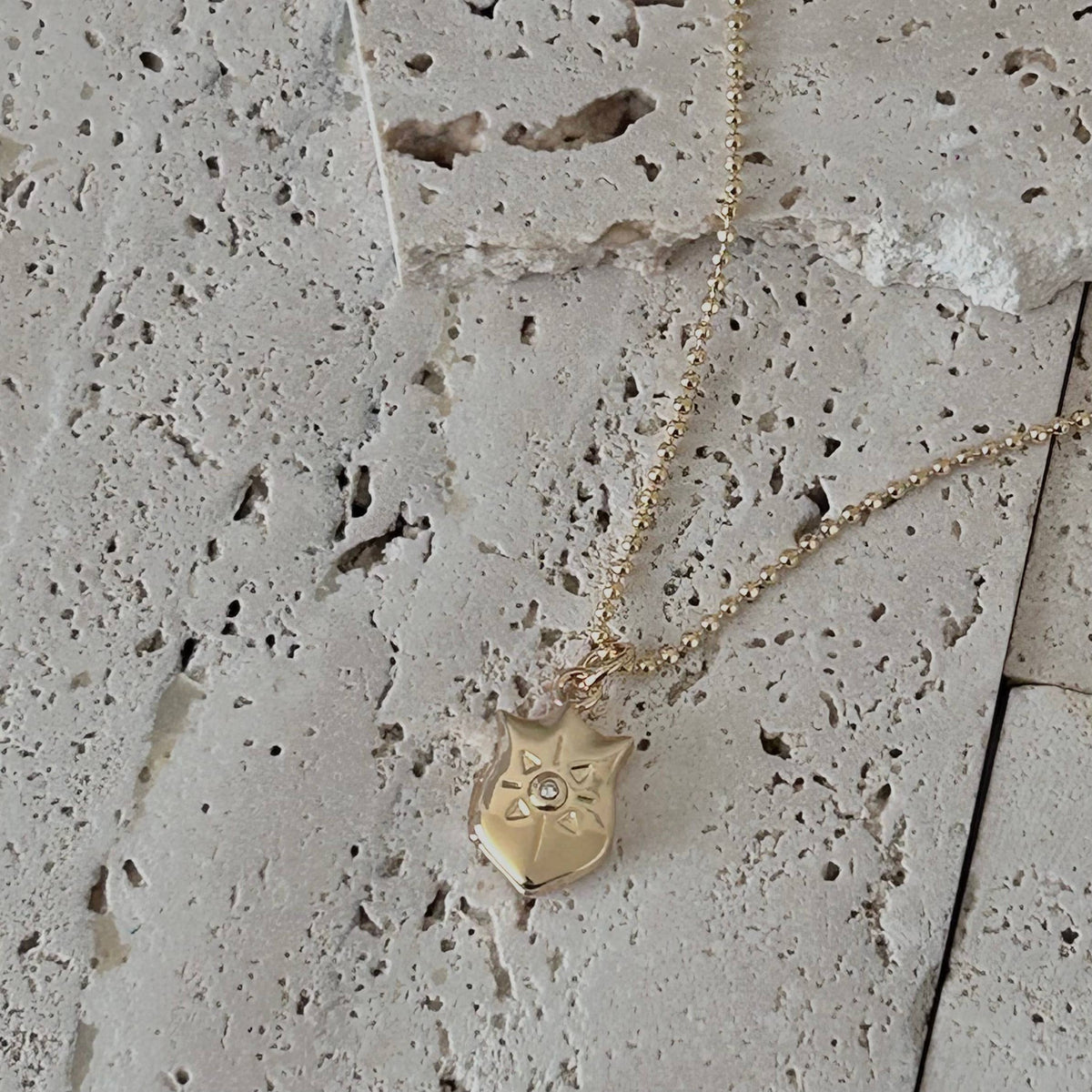 Shield of faith locket Pendant charm necklace gold filled