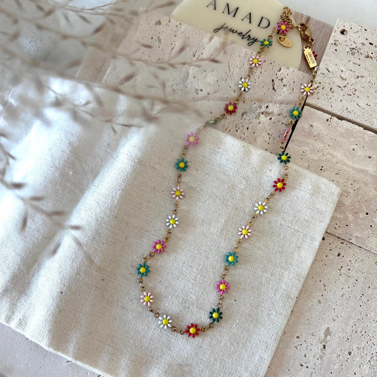Colorful flowers layering necklace spring flower strand