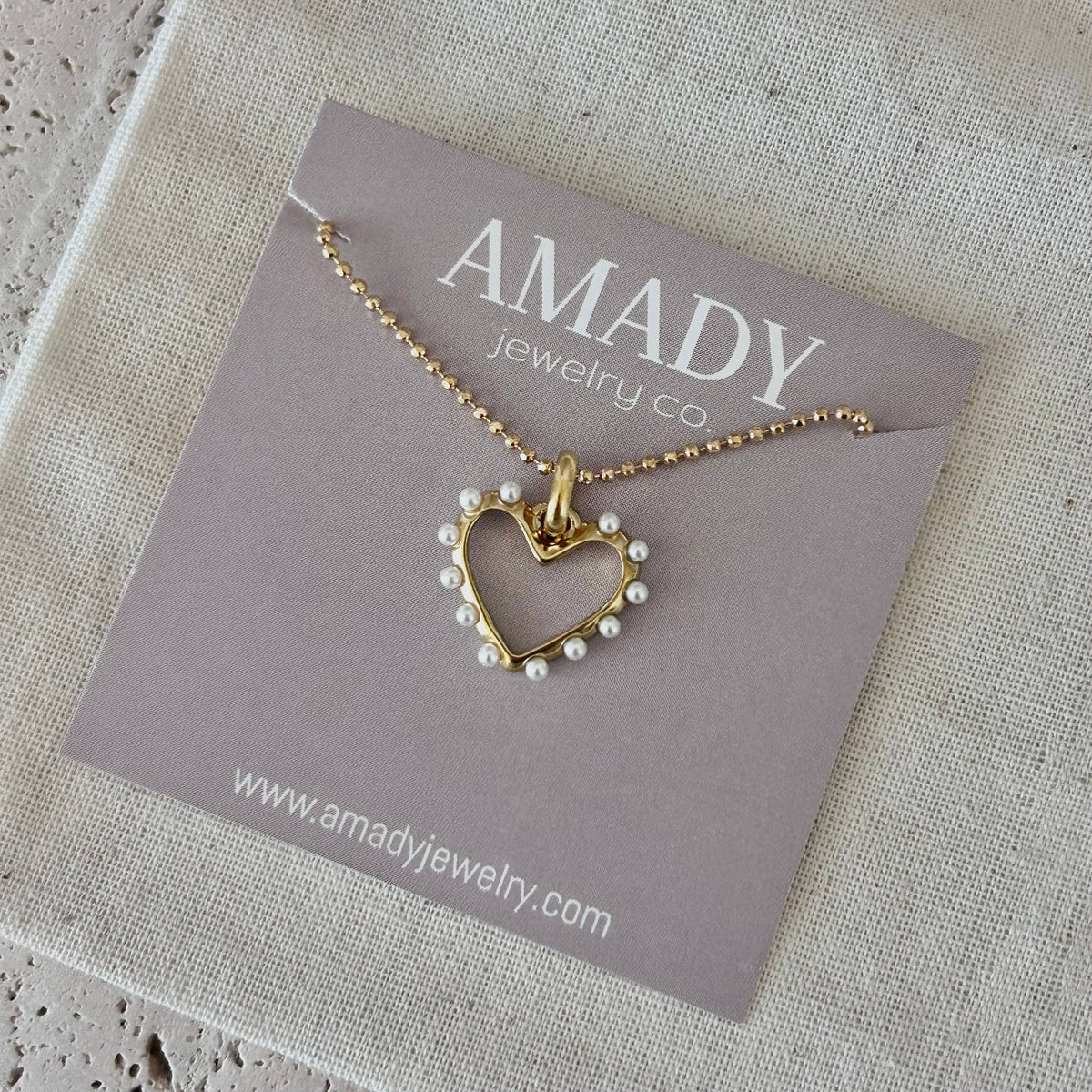 Gold Plated Heart Pearl Pendant Necklace – Stainless Steel