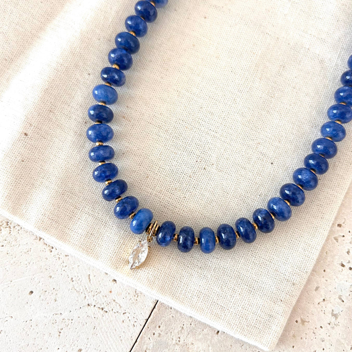 Beaded necklace natural stone rondelle