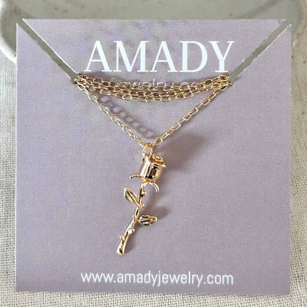 Rose Flower pendant necklace gold filled gold-plated