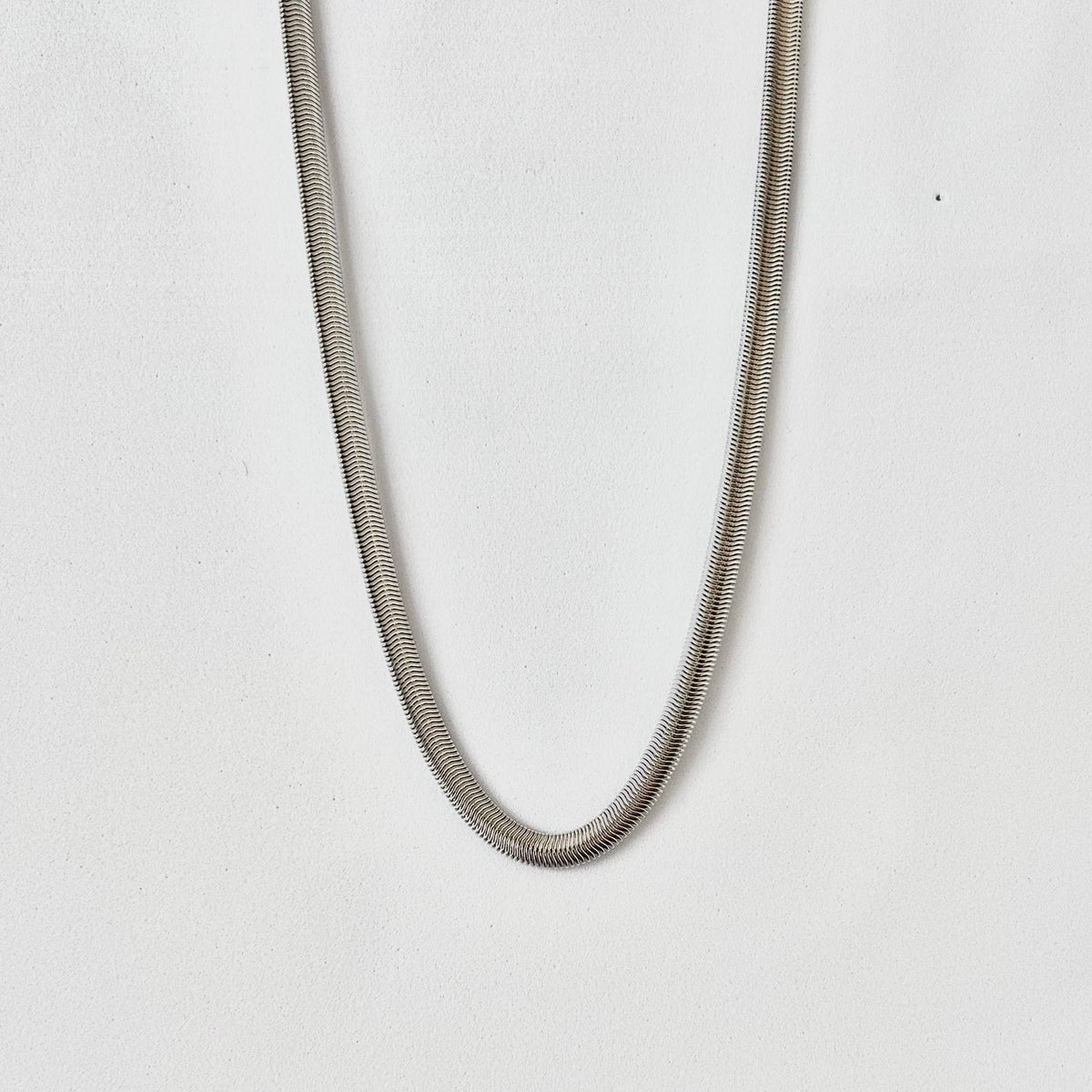 Silver Snake chain herringbone flat chain layering