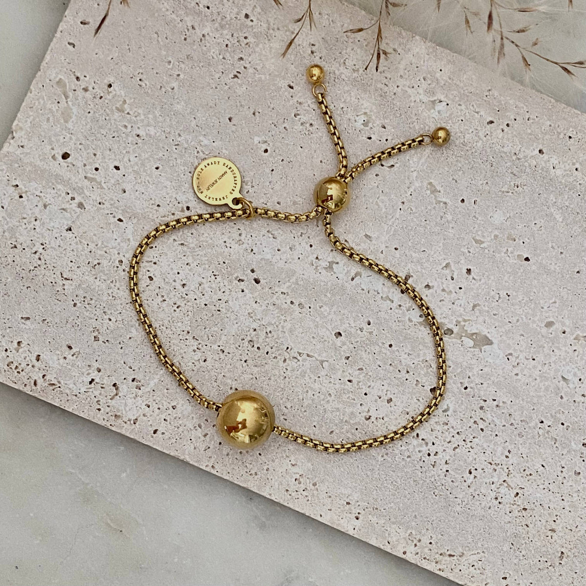 Single Dot 18k GoldPlated  Bead on a rope chain bracelet