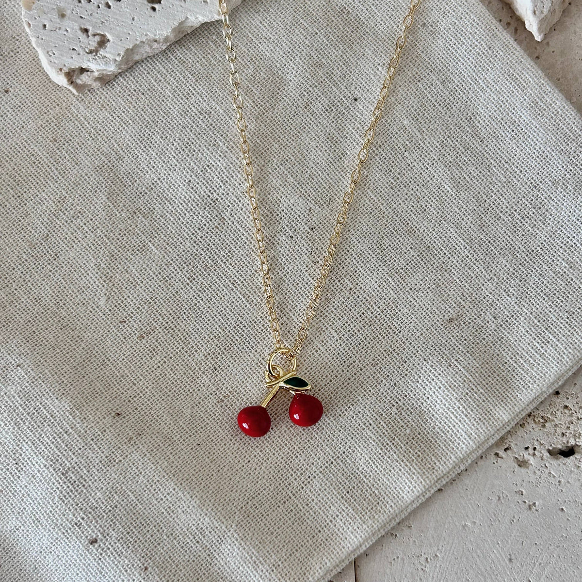 Cherry cherries layering necklace fruit charm