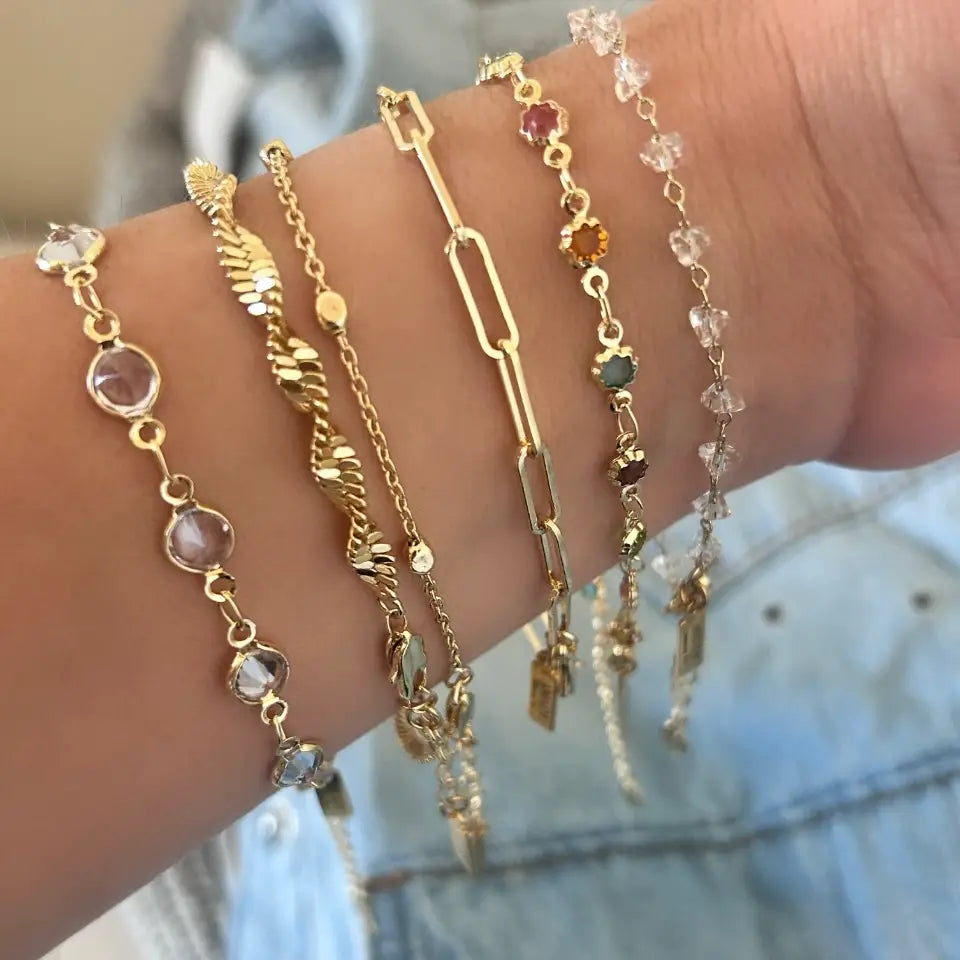 Faceted Clear Crystals Layering Bracelet