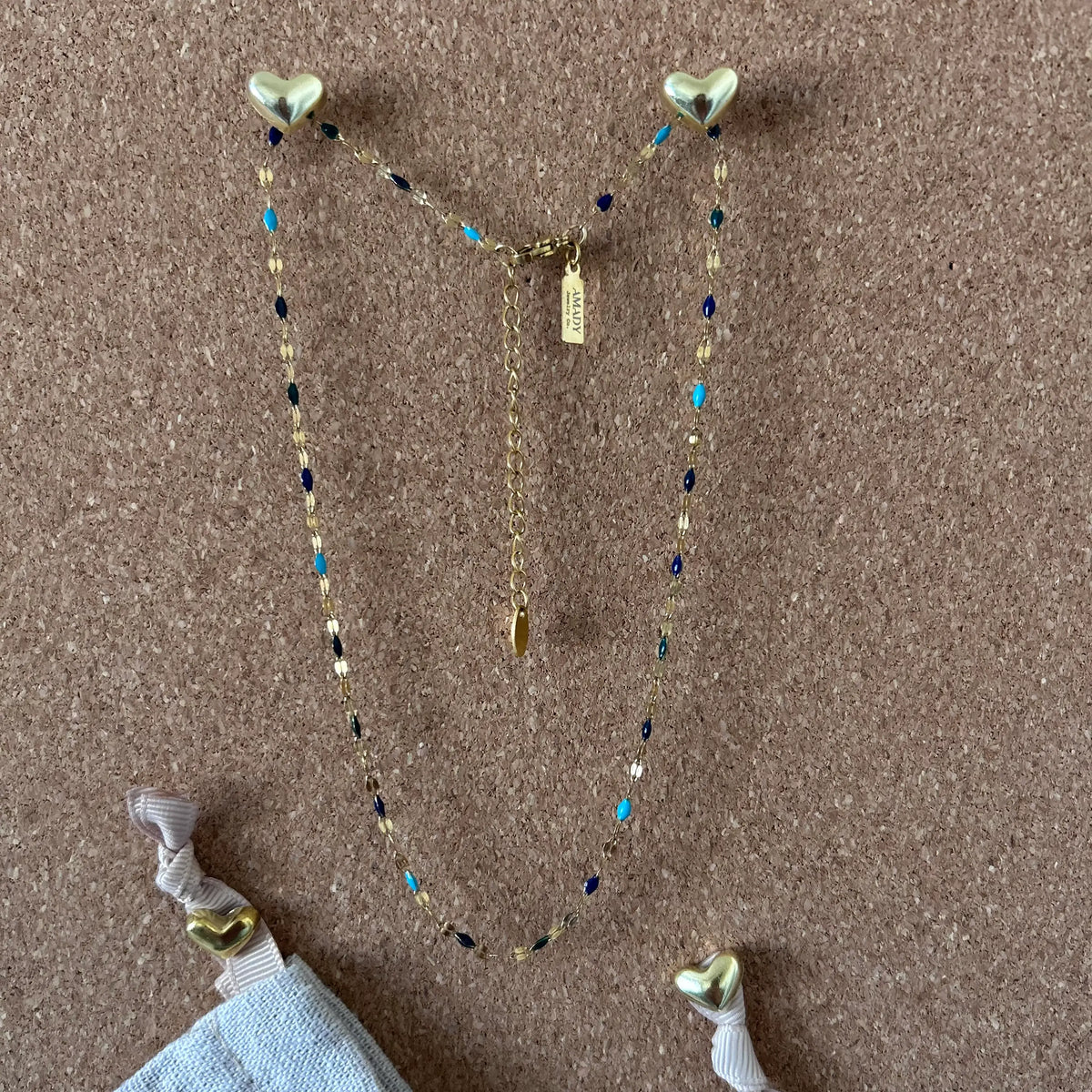 Shades of blue choker collar chain necklace 18k gold plated