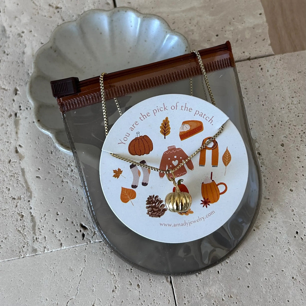 Pumpkin Necklace | 18K Gold Plated | Tarnish-Resistant Fall