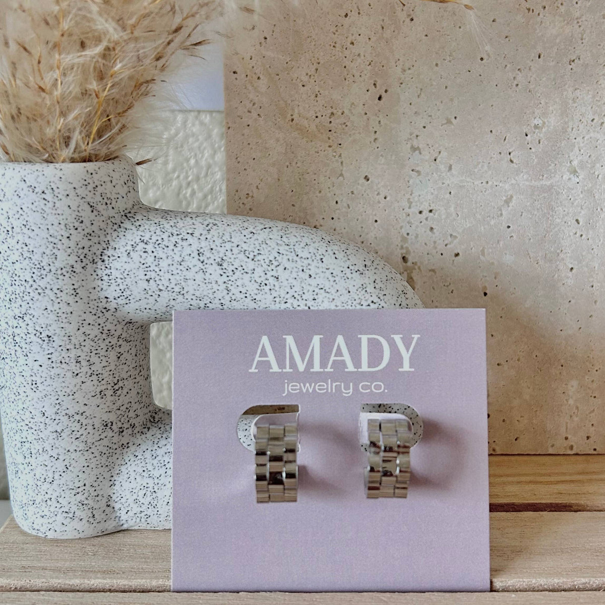Silver Watchband hoop earrings watch
