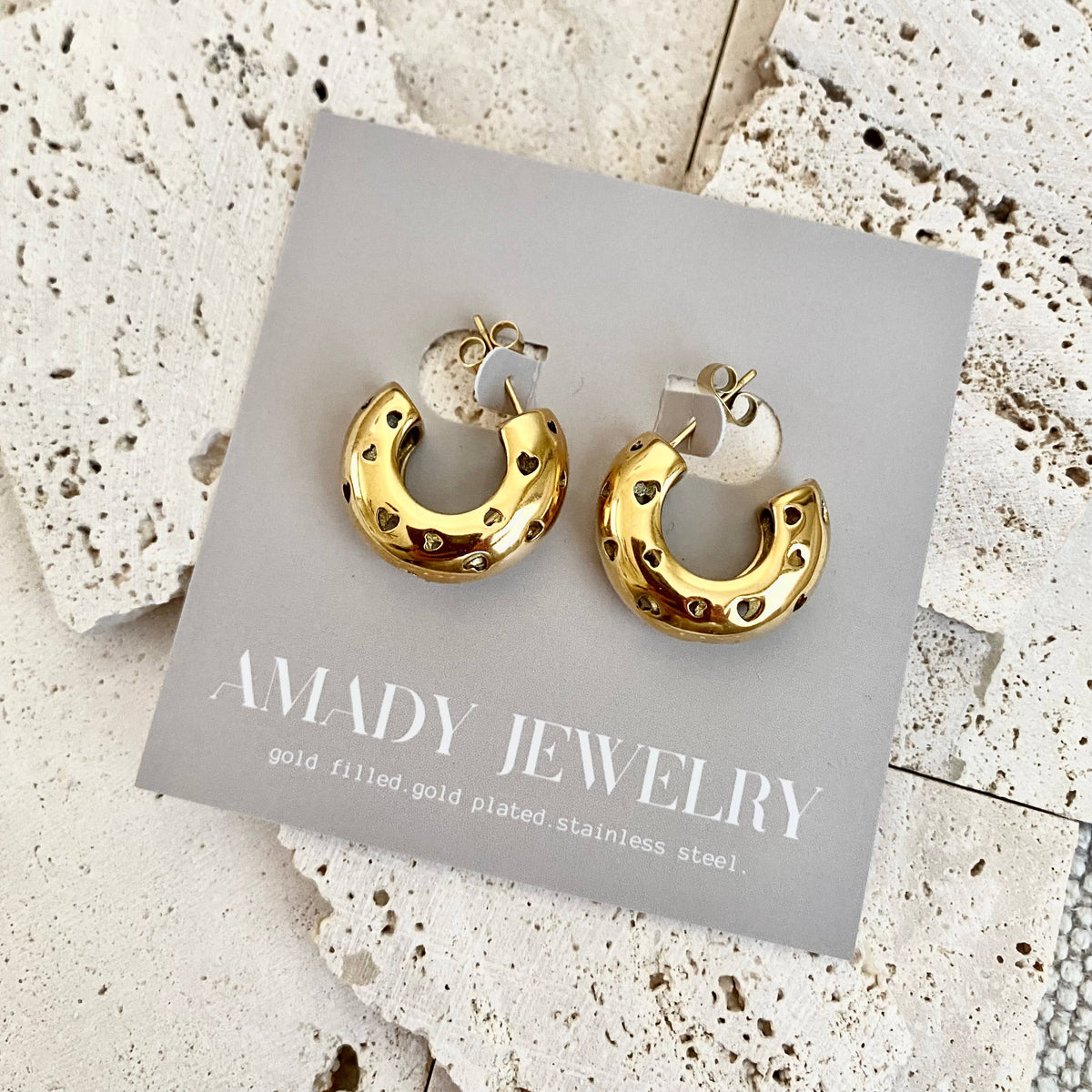 Hearts thick hoop earrings chunky statement jewelry