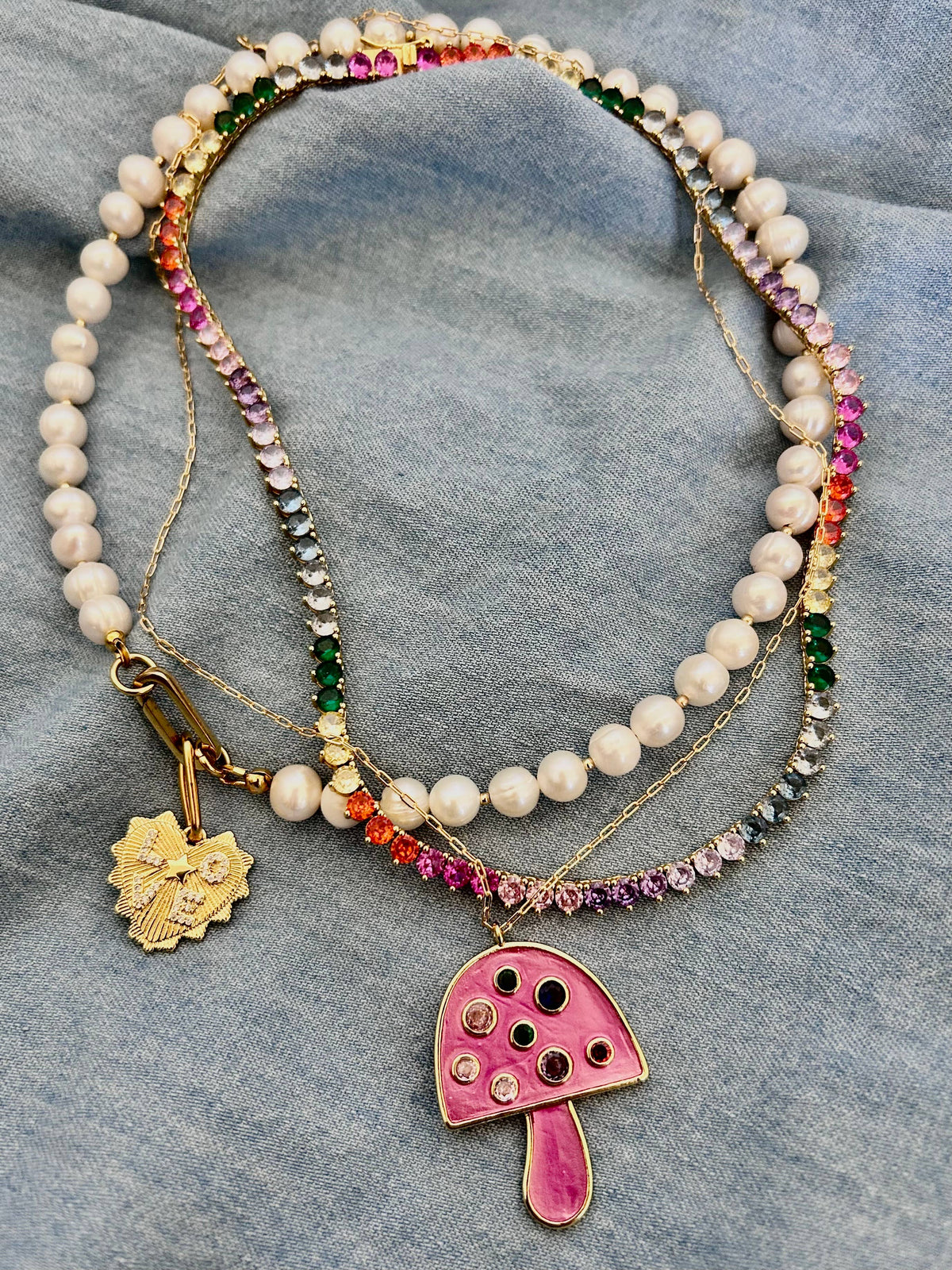 Tennis chain necklace rainbow colorful crystals 4mm