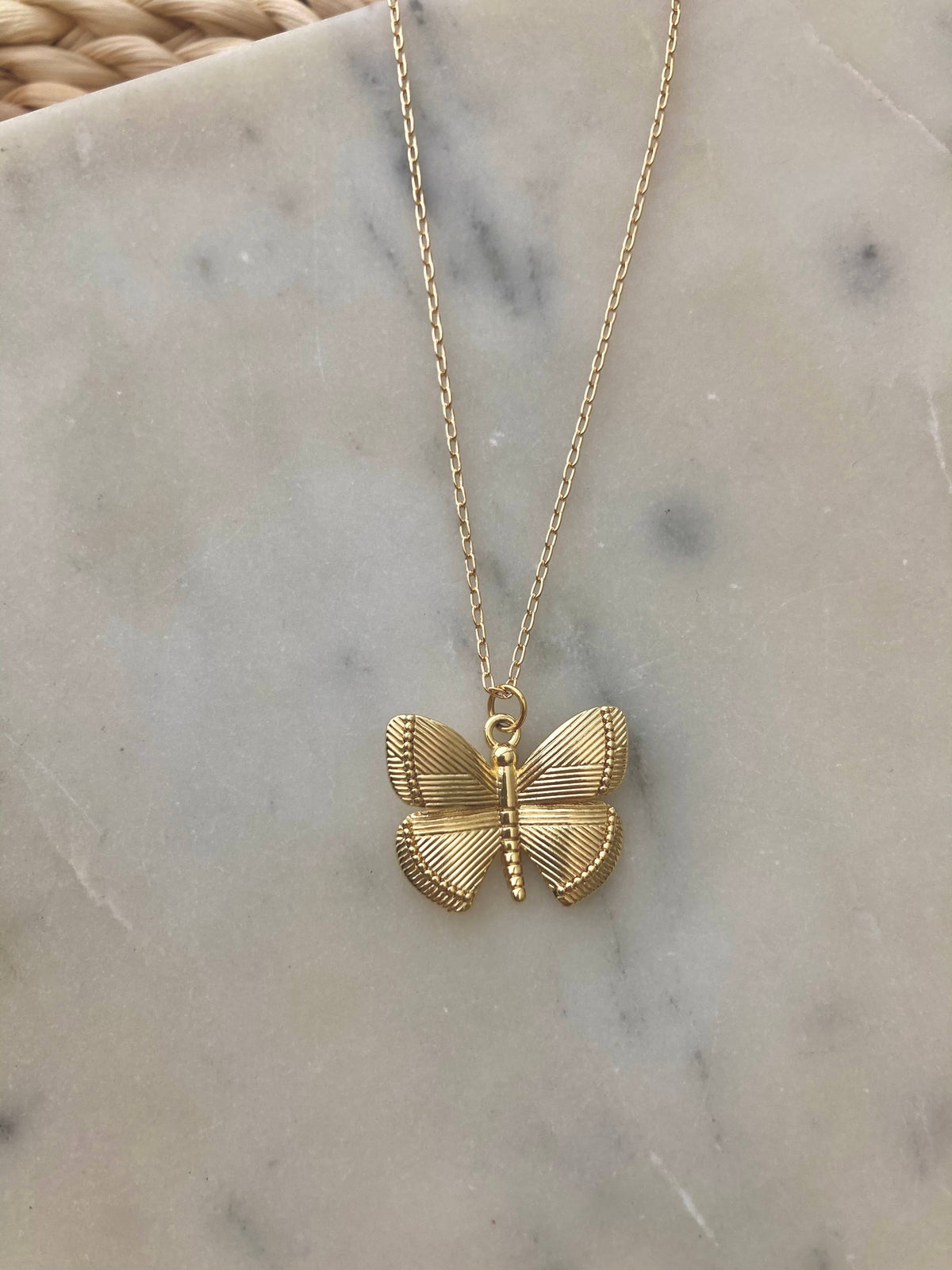 Gold butterfly pendant necklace monarch butterflies wings