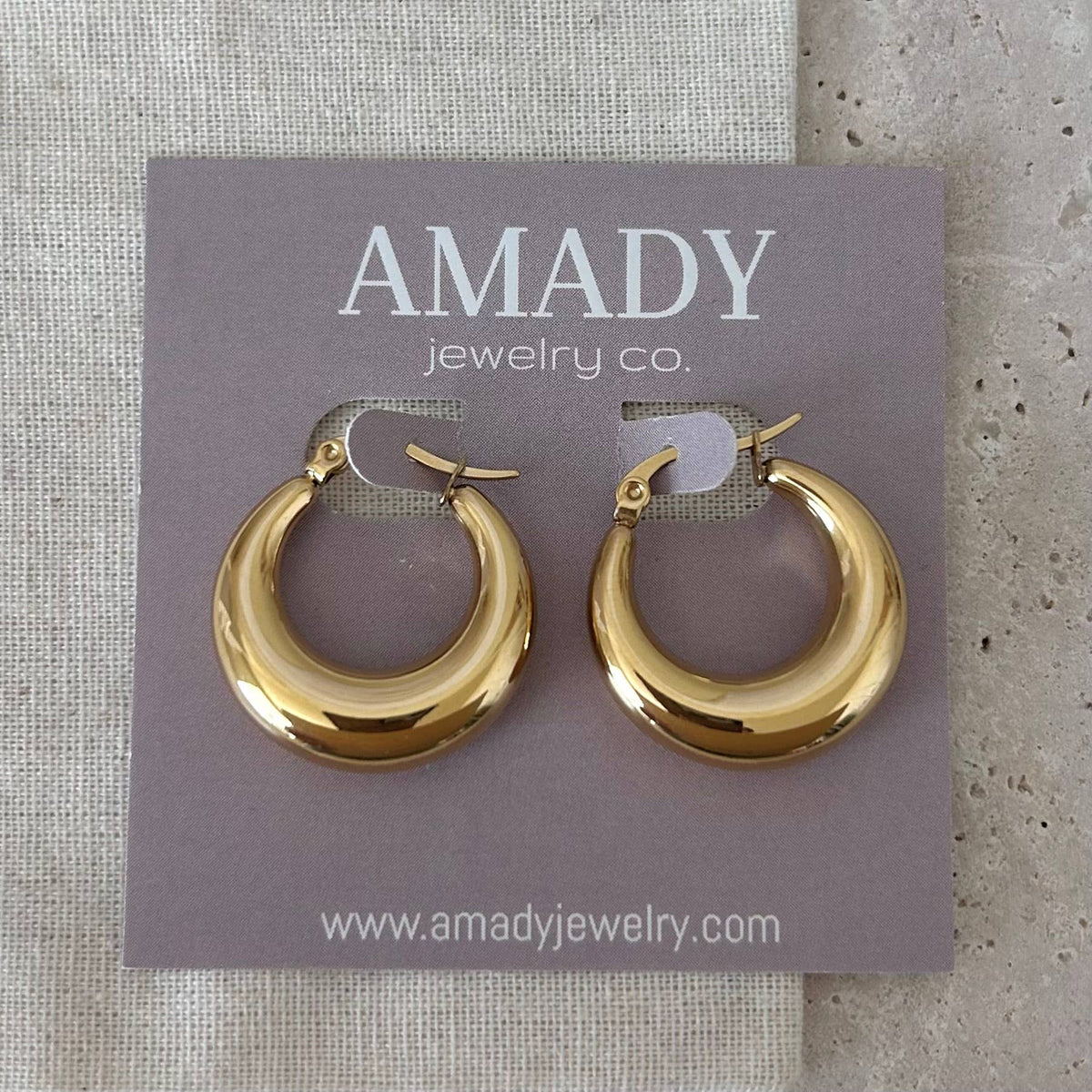 Chubby Oval Hoops Gold Plated Lightweight Thick Hoop Earring