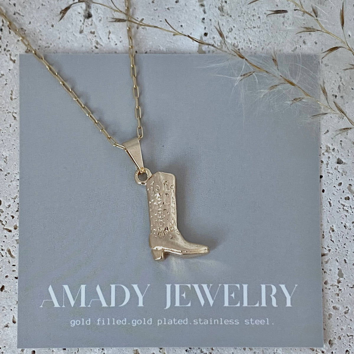 Cowboy Boot Cowgirl  charm pendant necklace 18k gold filled
