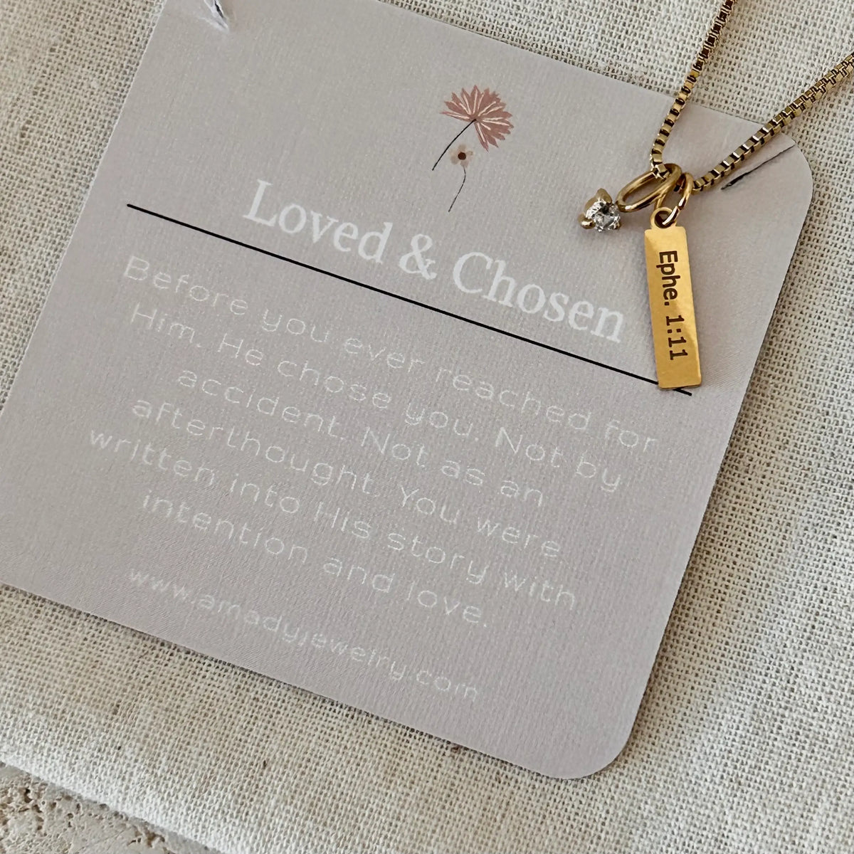Religious Necklace Jewelry Bible verse Loved Chosen 14k GP