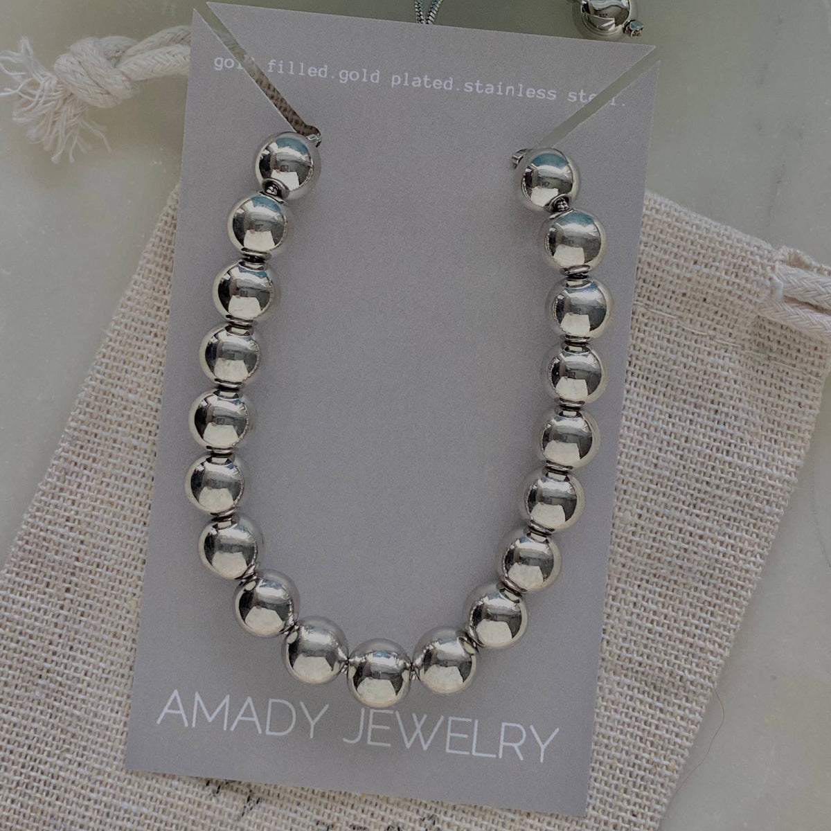 Silver Beads Beaded Bracelet Rhodium Filled