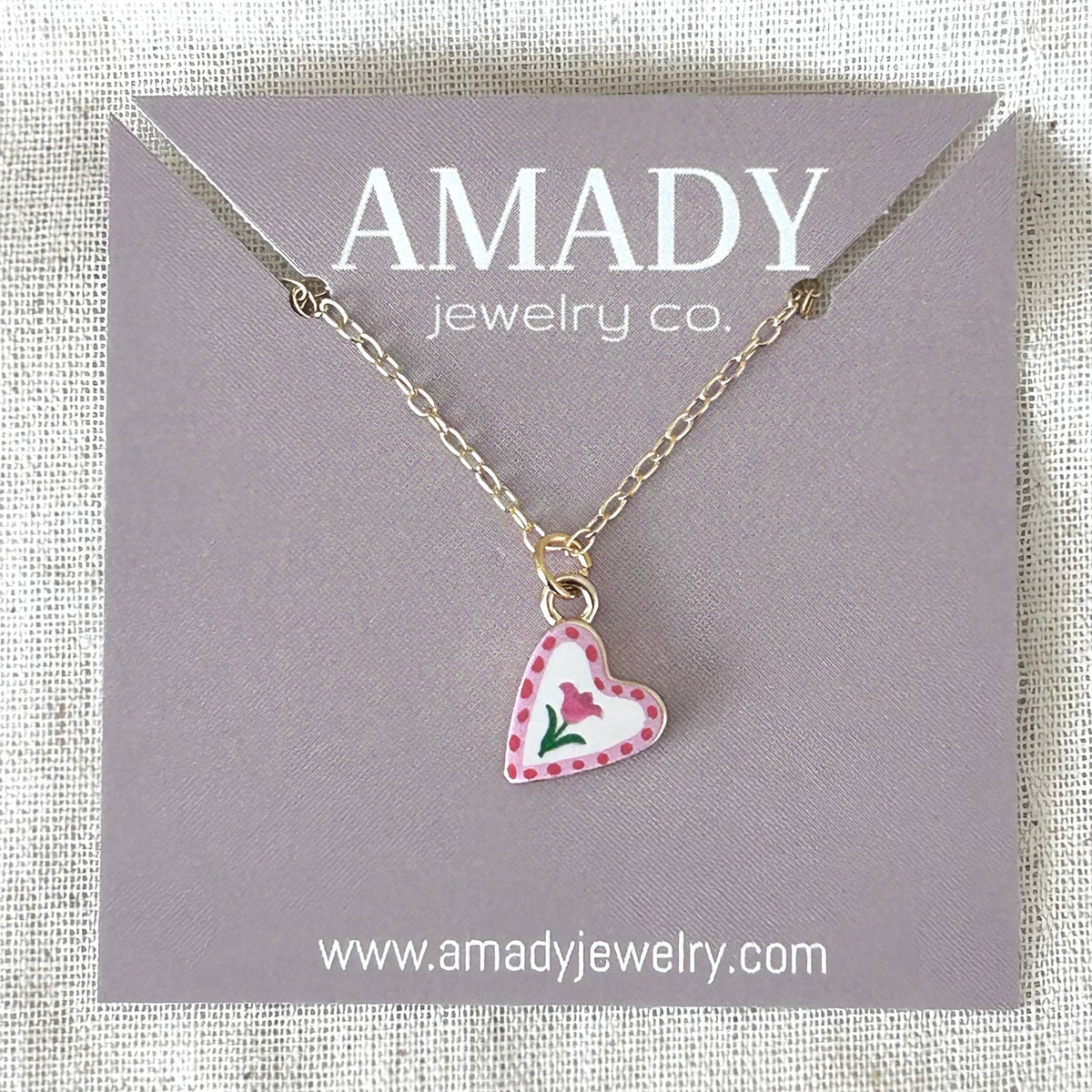 Single Flower Heart shape charm pendant necklace