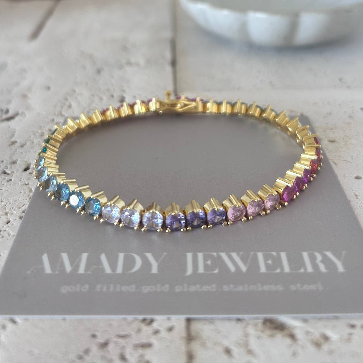 Tennis bracelet Colorful rainbow crystals