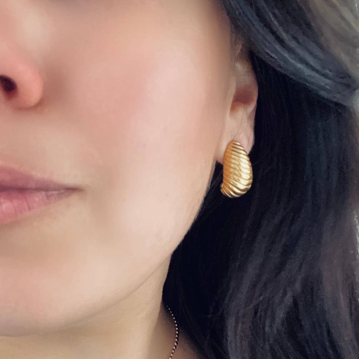 Croissant Teardrops / Raindrops Earrings 18k Gold Plated SS