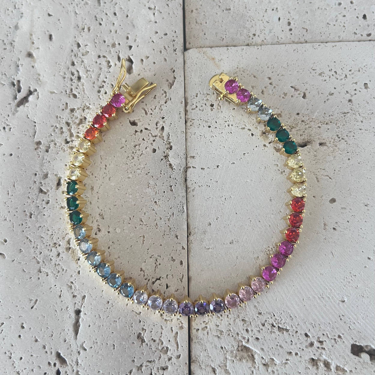 Tennis bracelet Colorful rainbow crystals